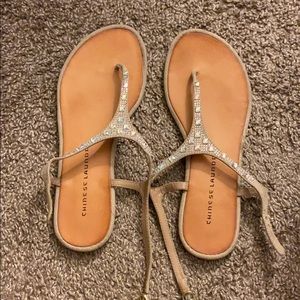 Chinese Laundry Tan and Silver Sandals